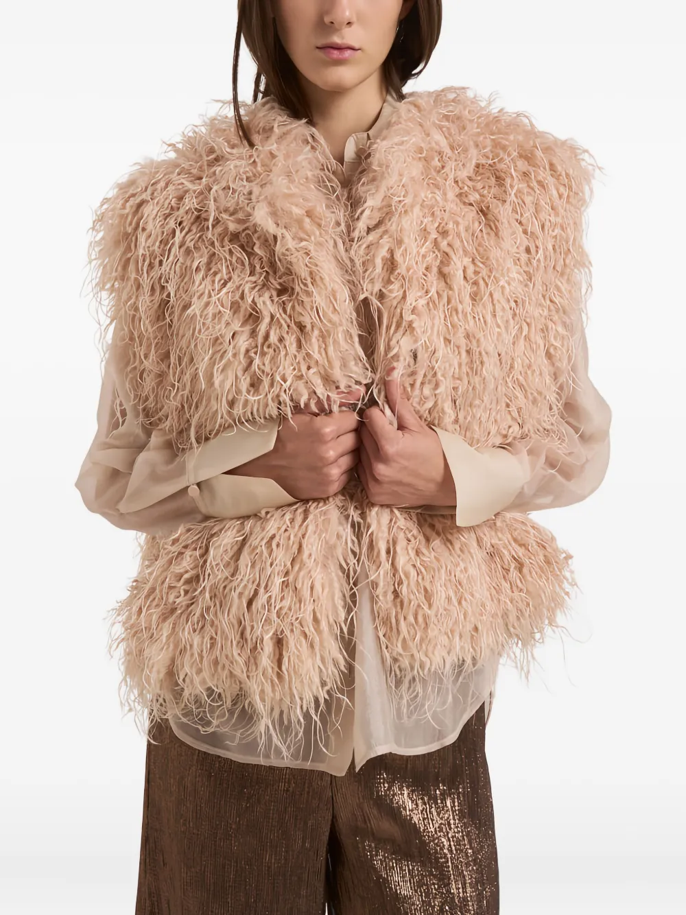 Forte Forte shaggy faux-fur vest | Pink | Image 1