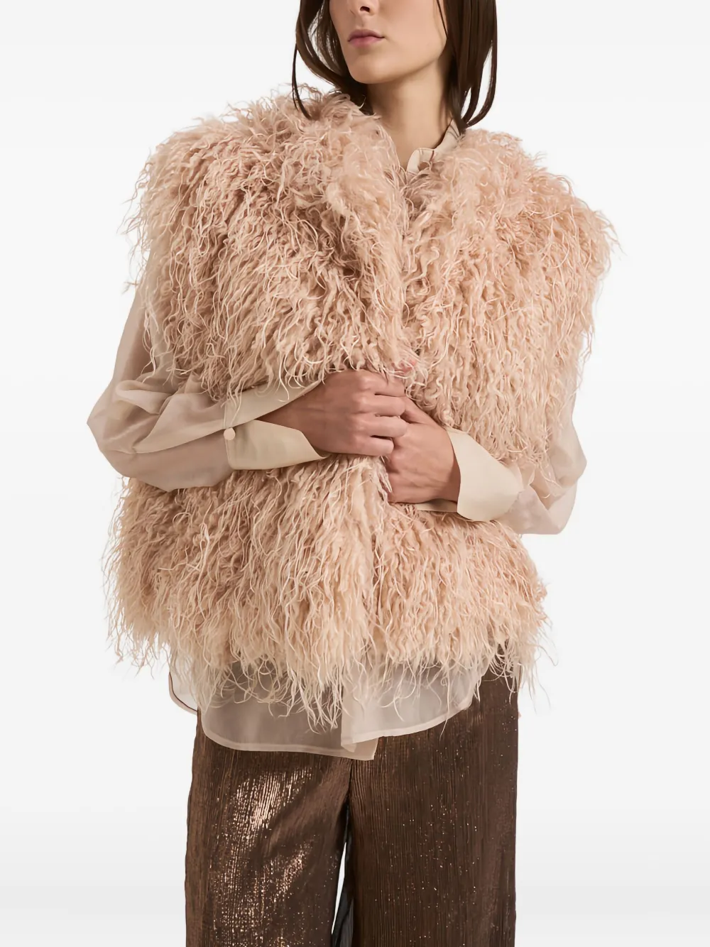 Forte Forte Shaggy Faux-fur Vest In Brown