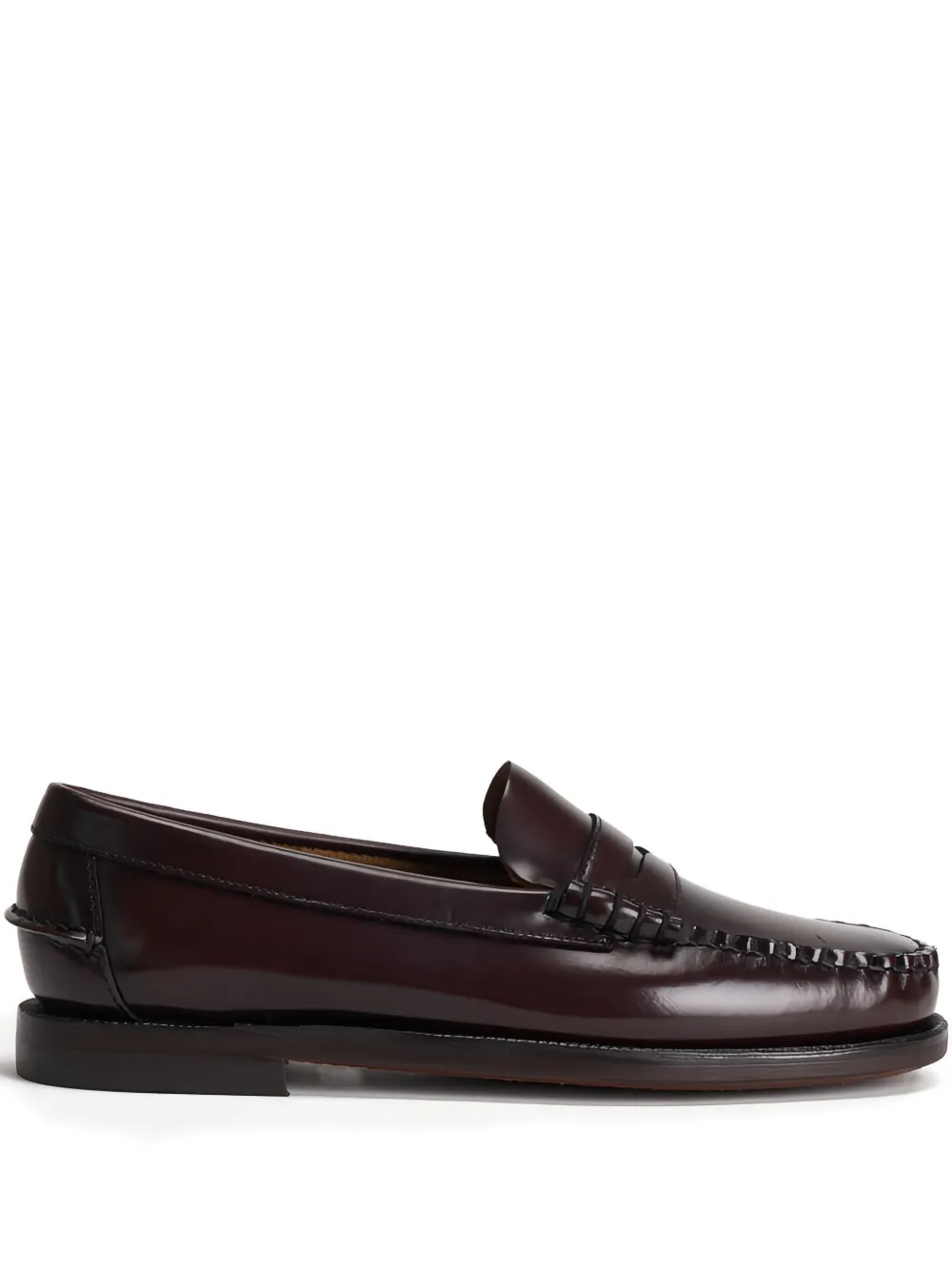 Sebago Rounded Toe Slip-on Moccasins With Smooth Leather Finish In Brown