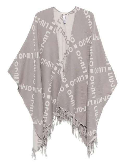 LIU JO logo-pattern fringed cape