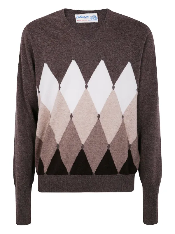 Ballantyne diamond-pattern Cashmere Sweater Brown