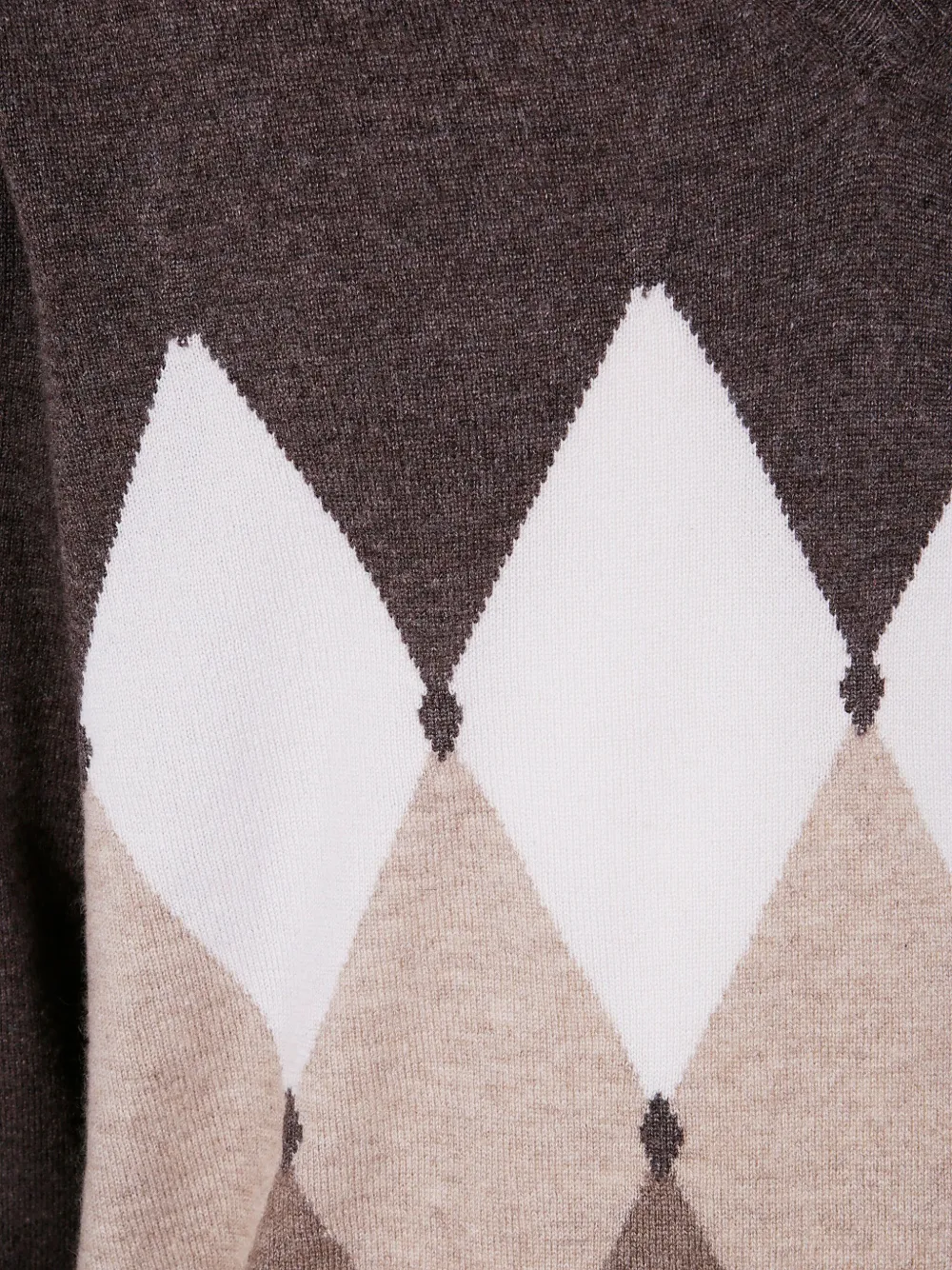 Ballantyne Kasjmier trui met diamantpatroon Bruin