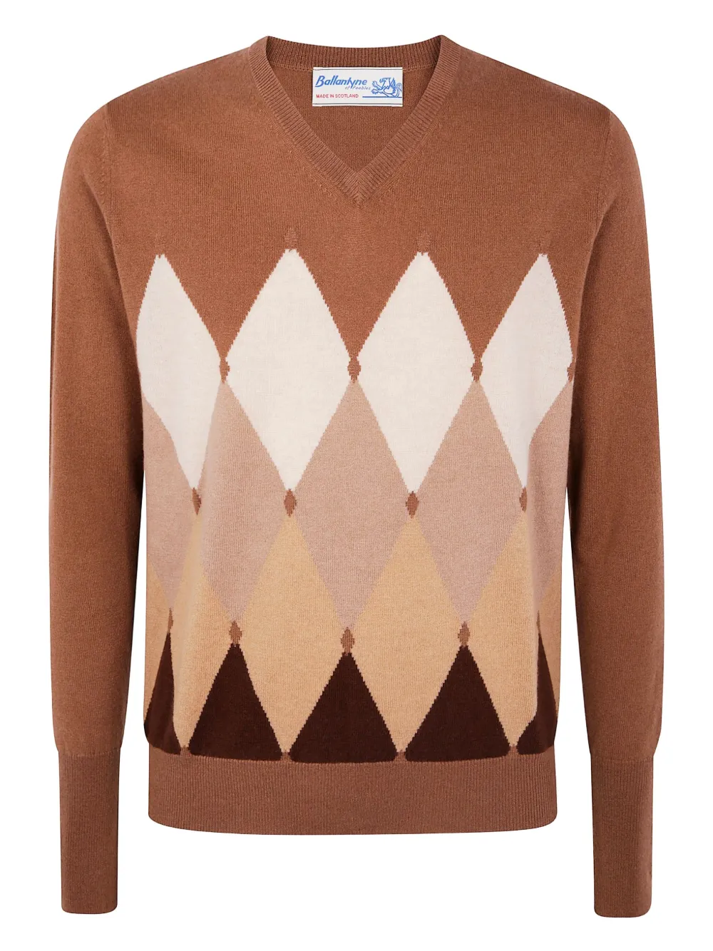 Ballantyne diamond-pattern V-neck sweater | Brown | Image 1
