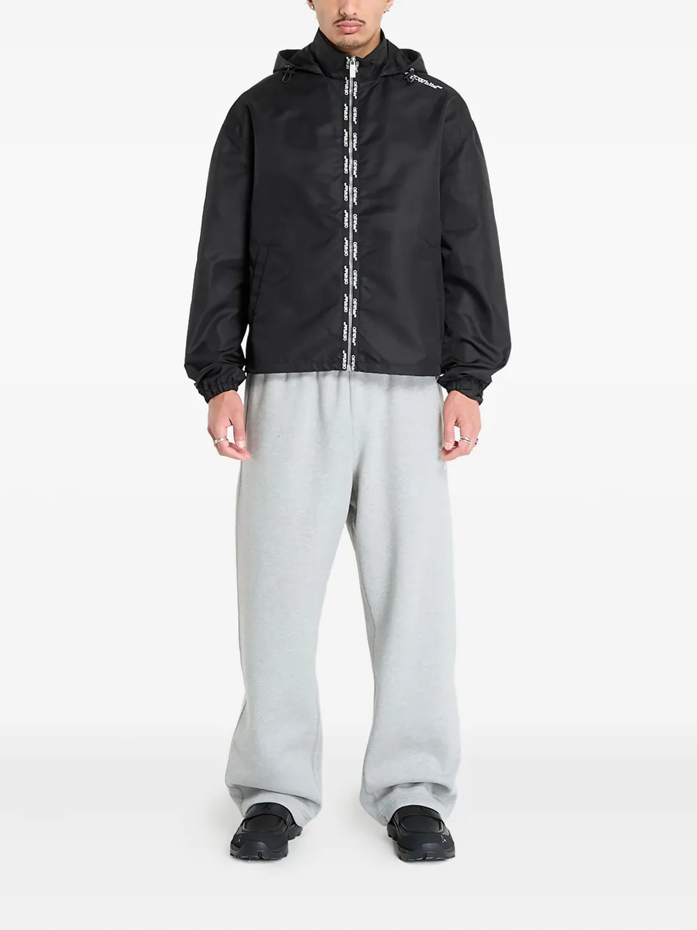 Off-White hooded logo-tape jacket | Oversized Jackets | Image 2