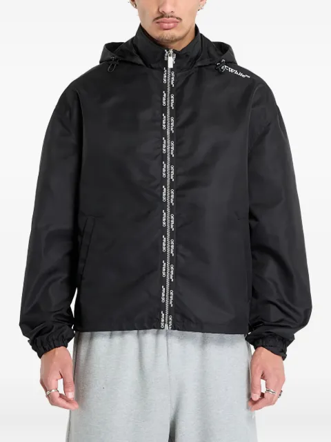 Off-White hooded logo-tape jacket