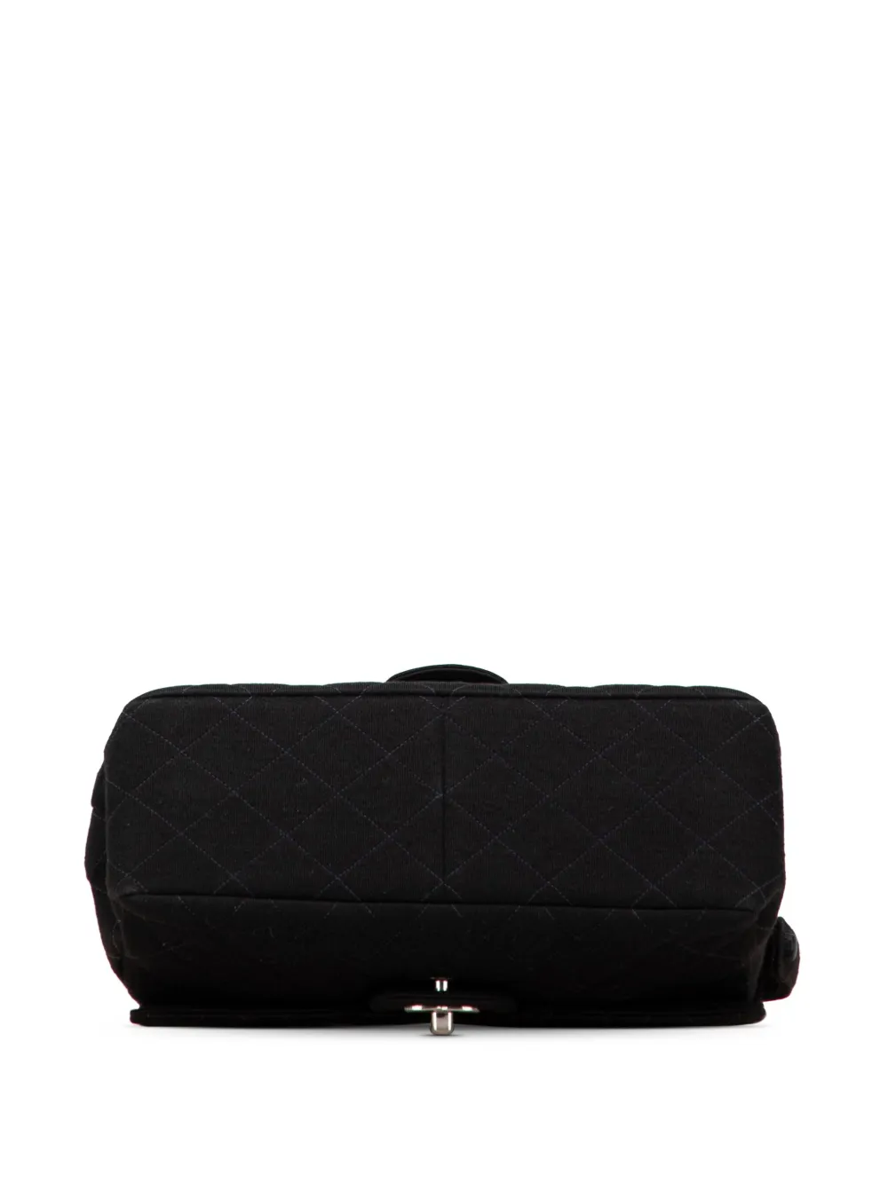 Pre-owned Chanel 1996-1997 Medium Cc Quilted Jersey Double Sided Flap Handbag In Black