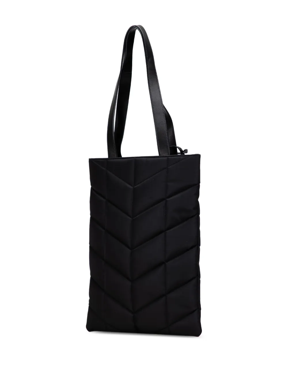 Pre-owned Saint Laurent 2022 Nylon Tall Puffer Tote Bag In Black