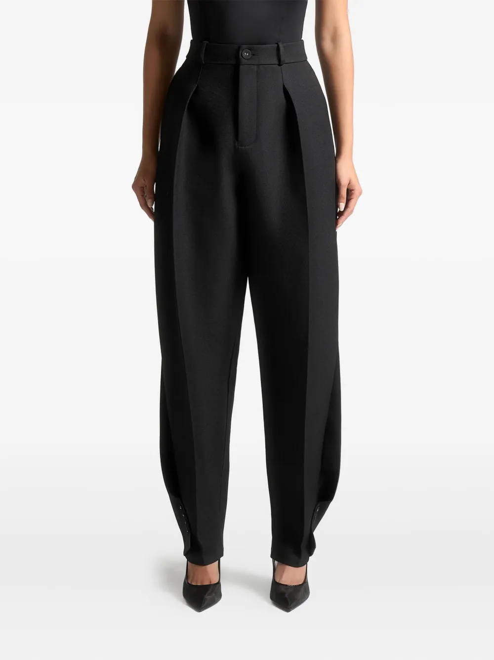 Manière De Voir Sophie Twist-detail Pleat Trousers In Black