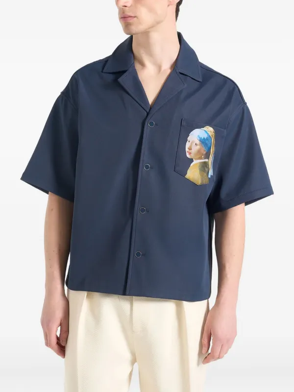 Manire De Voir Stephane Printed boxy-fit Blue Shirt | Blue | FARFETCH