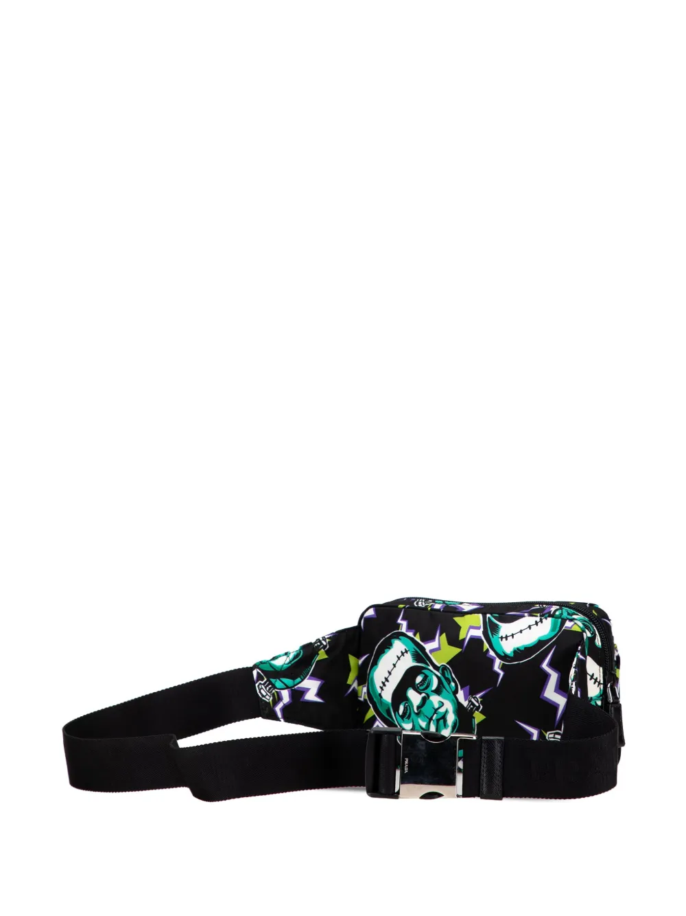 Pre-owned Prada 2013-2025 Universal Studios Tessuto Frankenstein Belt Bag In Black