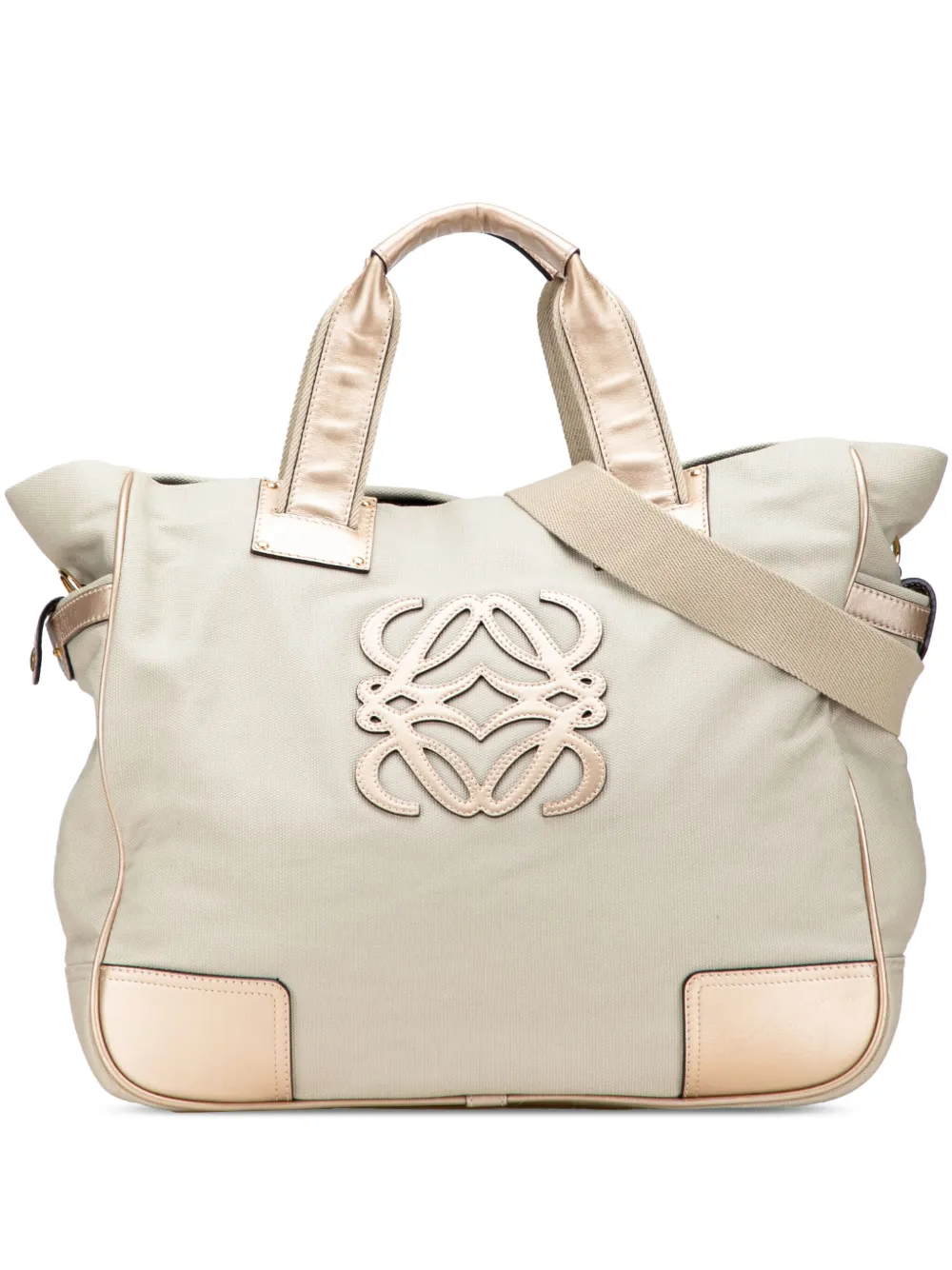 Pre-owned Loewe 2007 Anagram Canvas Satchel In Brown