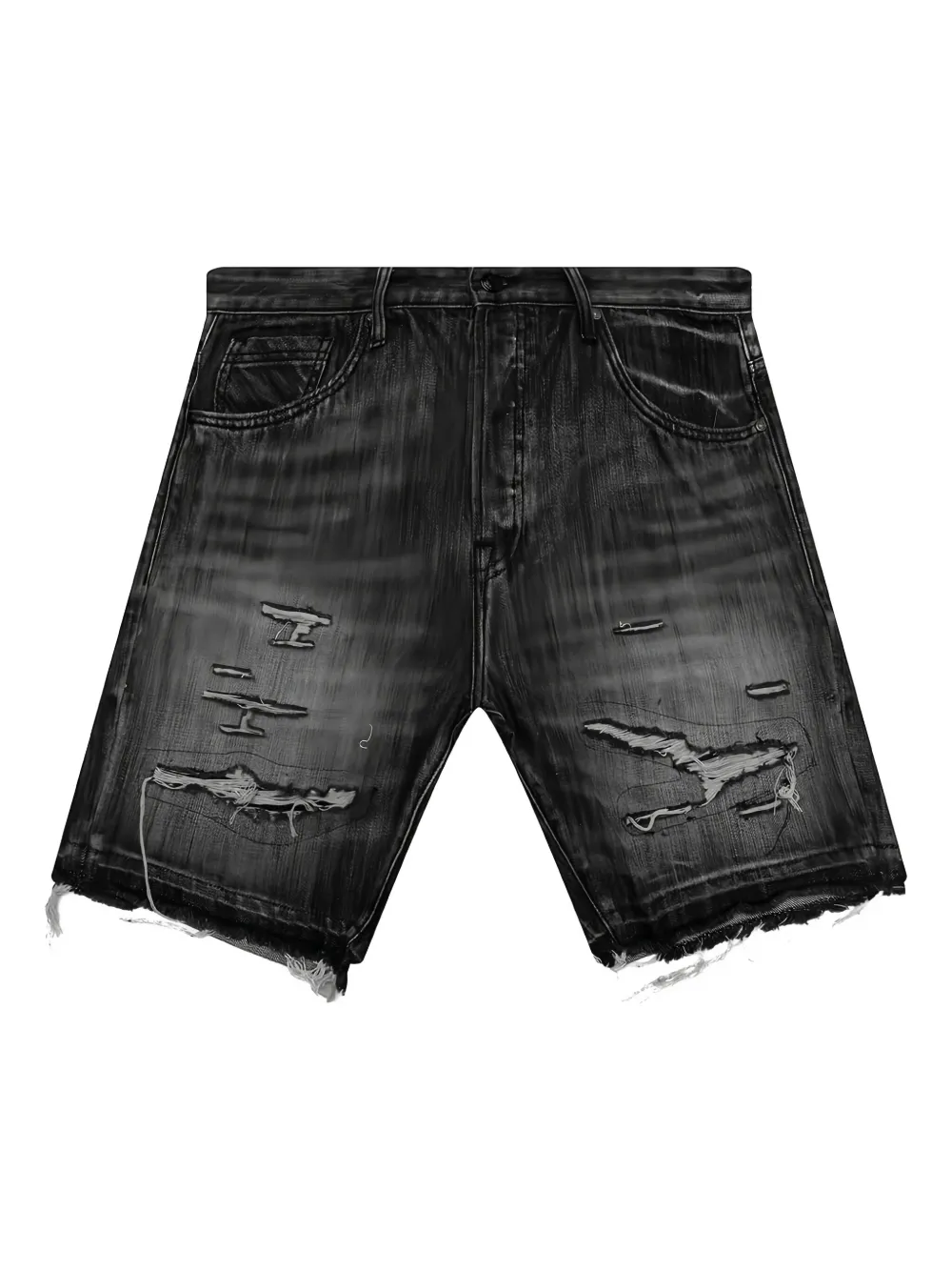 Billionaire Boys Club embroidered-patch frayed denim shorts | Black | Image 1