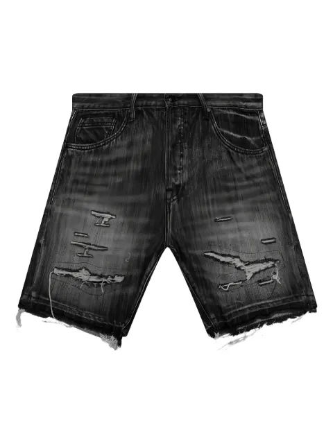 Billionaire Boys Club embroidered-patch frayed denim shorts