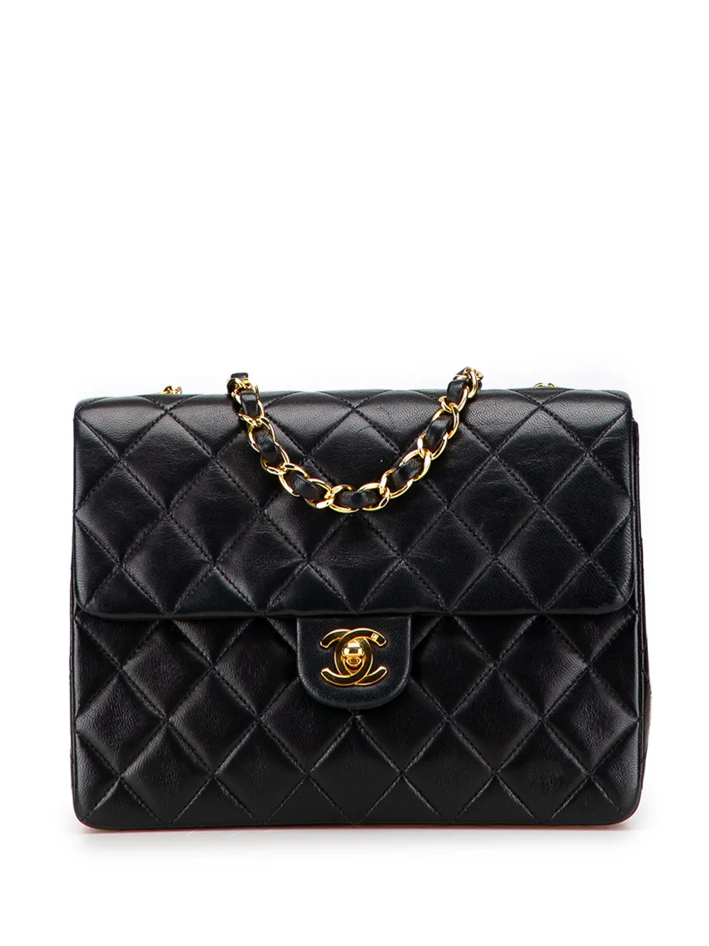 CHANEL Pre-Owned 1991-1994 スクエア マトラッセ ラムスキン シングルフラップ ショルダーバッグ - ブラック CHANEL Pre-Owned 1991-1994 スクエア マトラッセ ラムスキン シングルフラップ ショルダーバッグ - ブラック