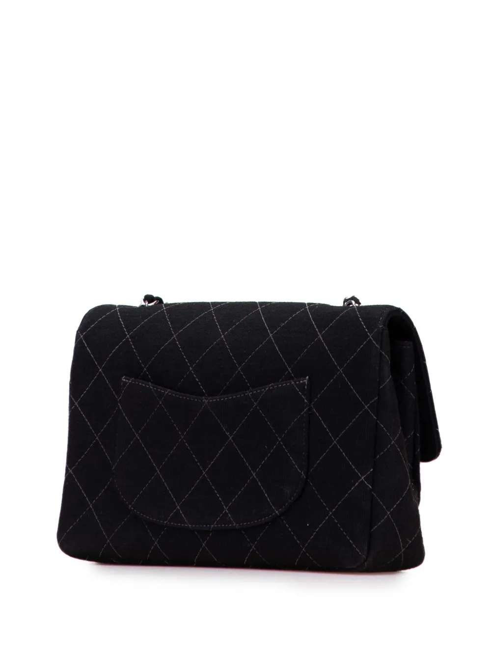 Pre-owned Chanel 1997-1999 Medium Quilted Jersey Single Flap Shoulder Bag In Black