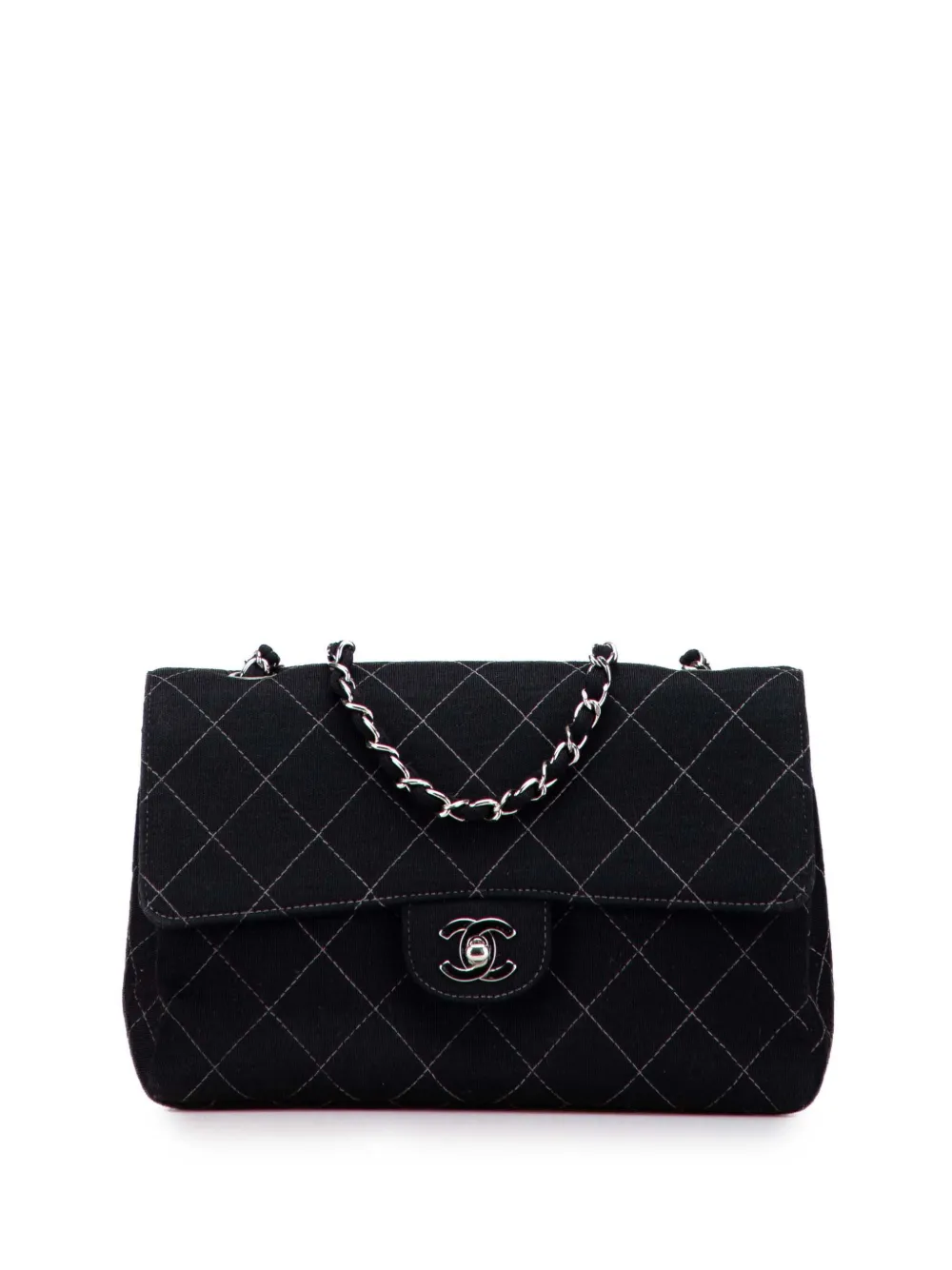 CHANEL Pre-Owned 1997-1999 Medium Quilted Jersey Single Flap shoulder bag | Black | Image 1