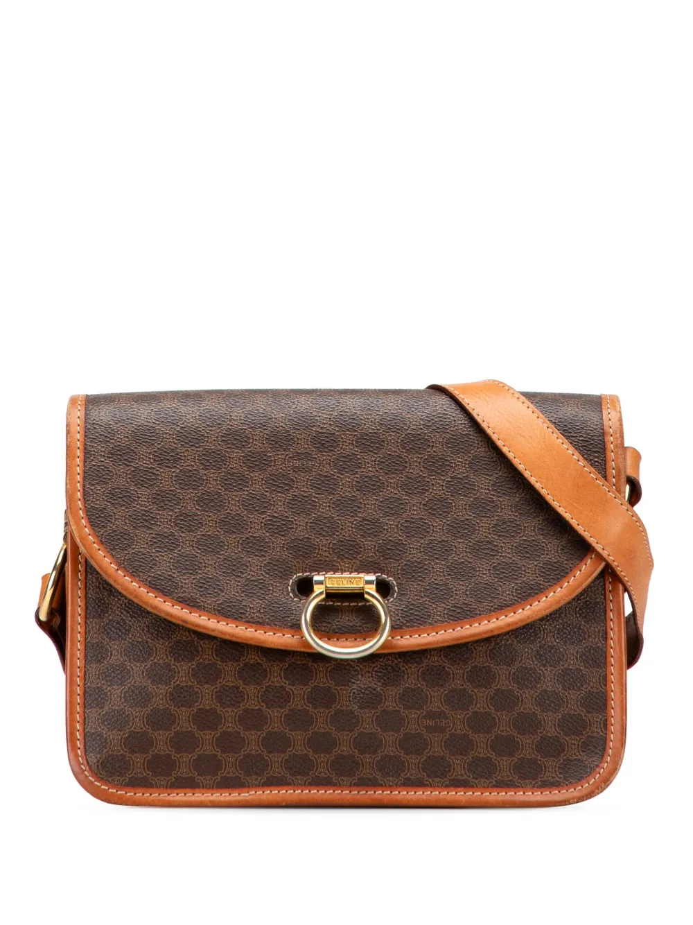 Pre-owned Celine 1991 Macadam Coated Canvas Crossbody Bag In Brown