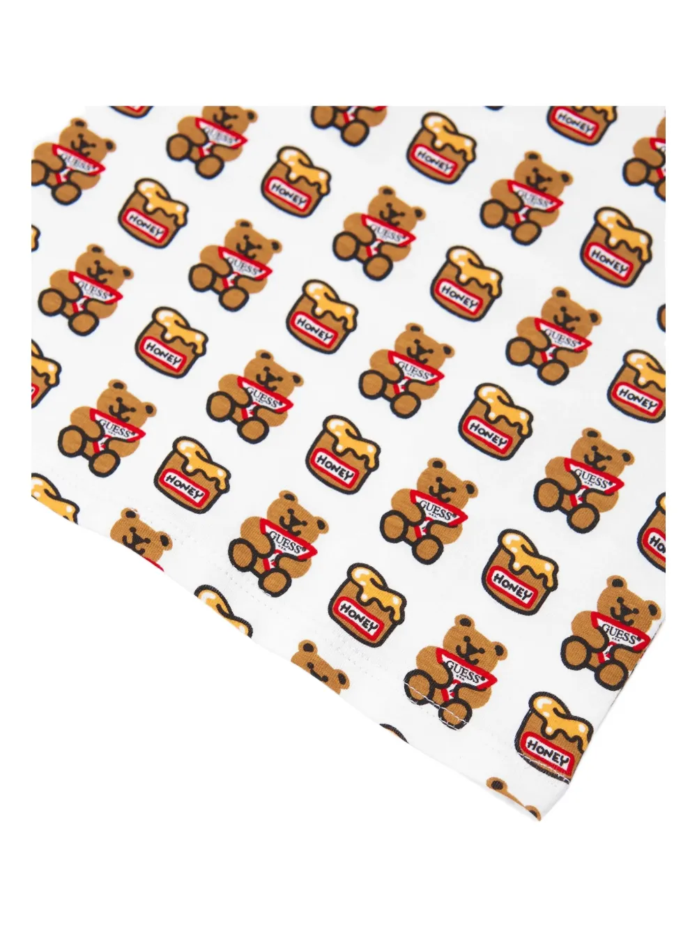 guess kids T-shirt met honingbeerprint Wit