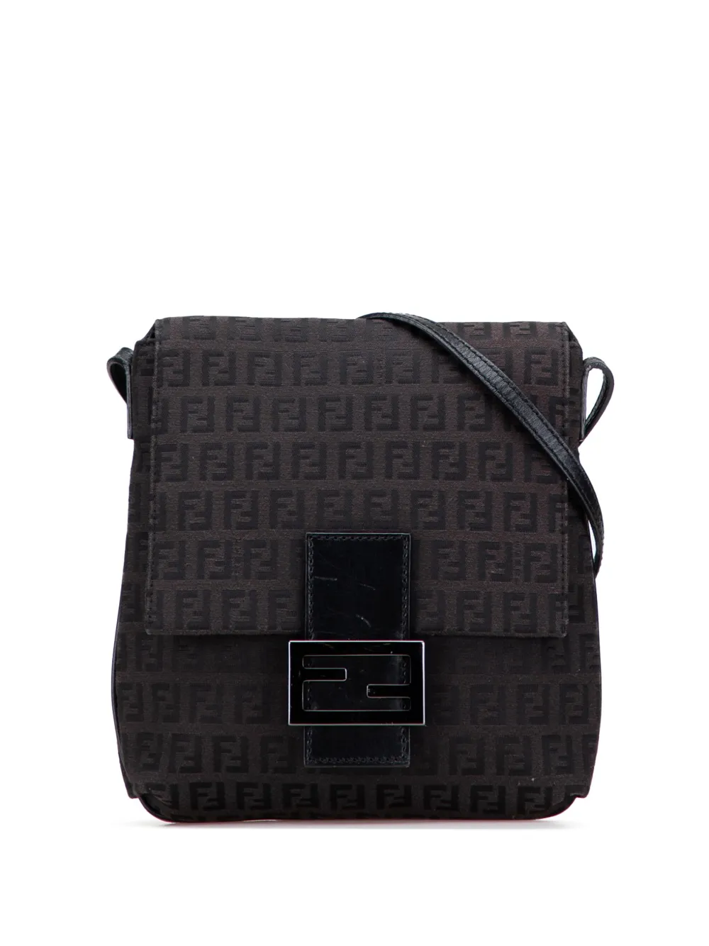 Pre-owned Fendi 2000-2010 Zucchino Canvas Crossbody Bag In Brown