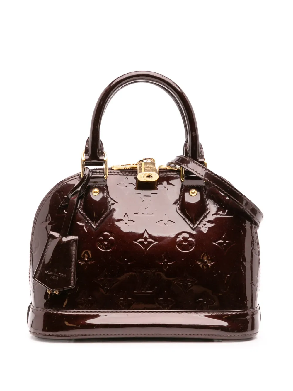 Pre-owned Louis Vuitton 2013 Monogram Vernis Alma Bb Satchel In Purple