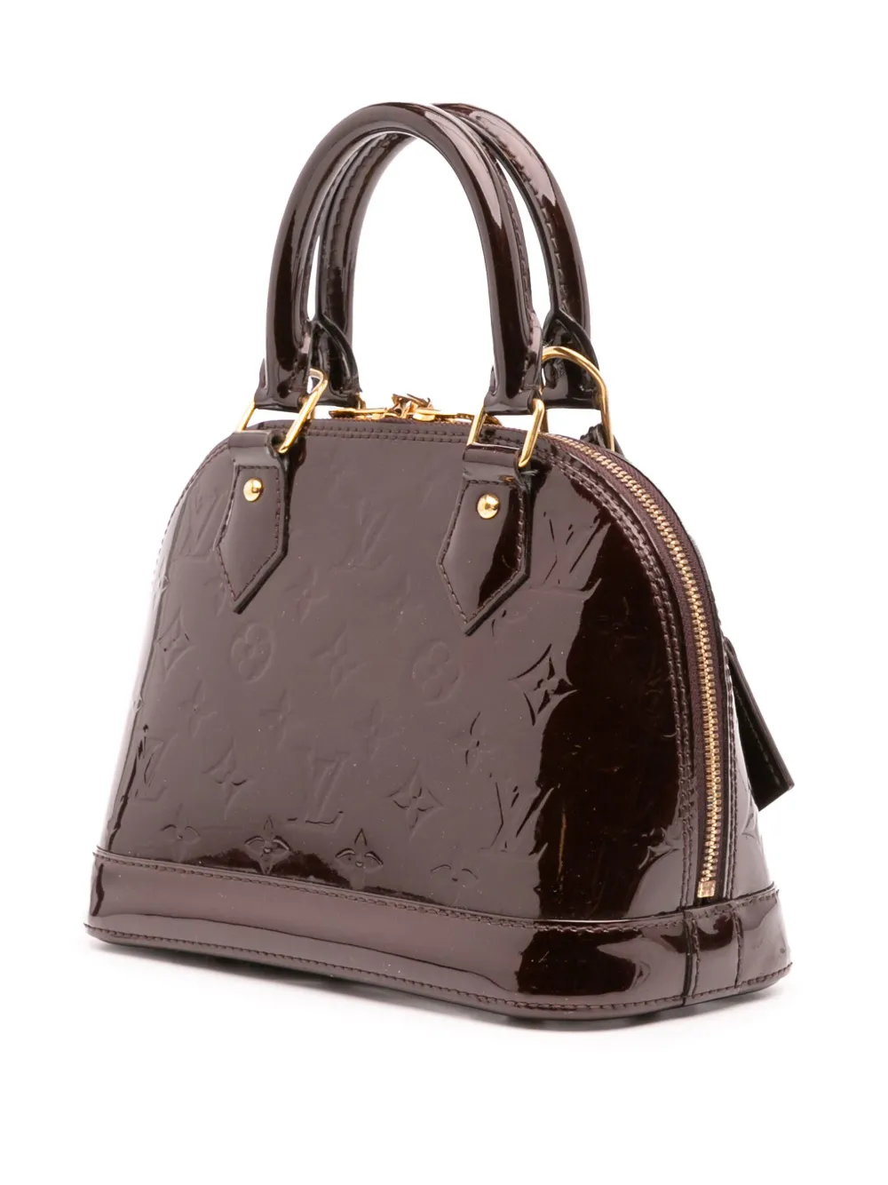 Pre-owned Louis Vuitton 2013 Monogram Vernis Alma Bb Satchel In Purple