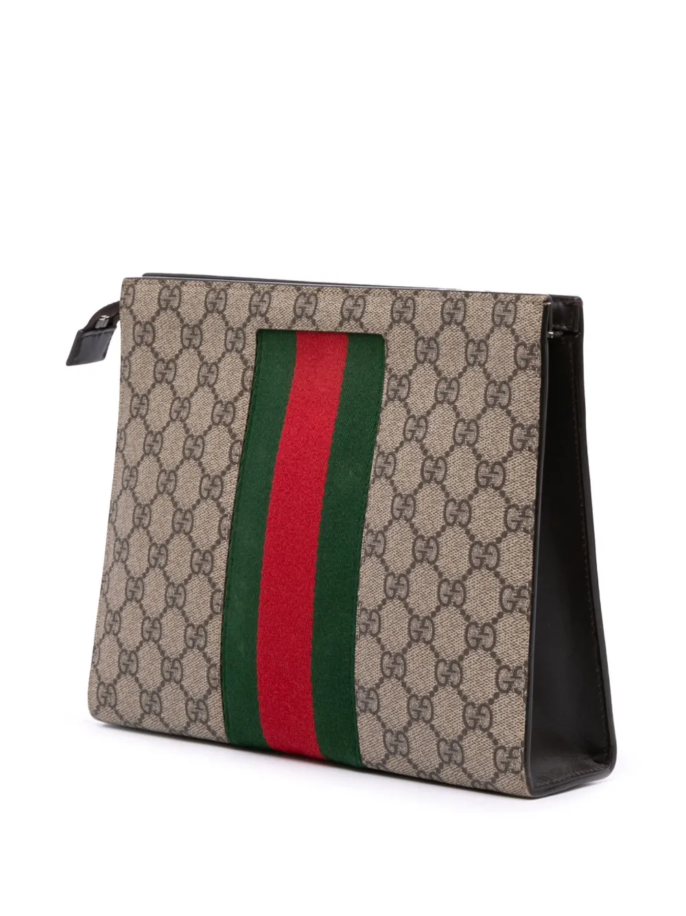 Pre-owned Gucci 2000-2015 Gg Supreme Web Clutch Bag In Brown