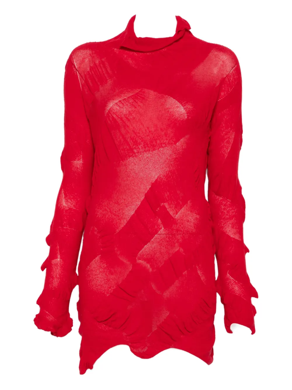 Yohji Yamamoto gathered long-sleeve dress | Red | Image 1