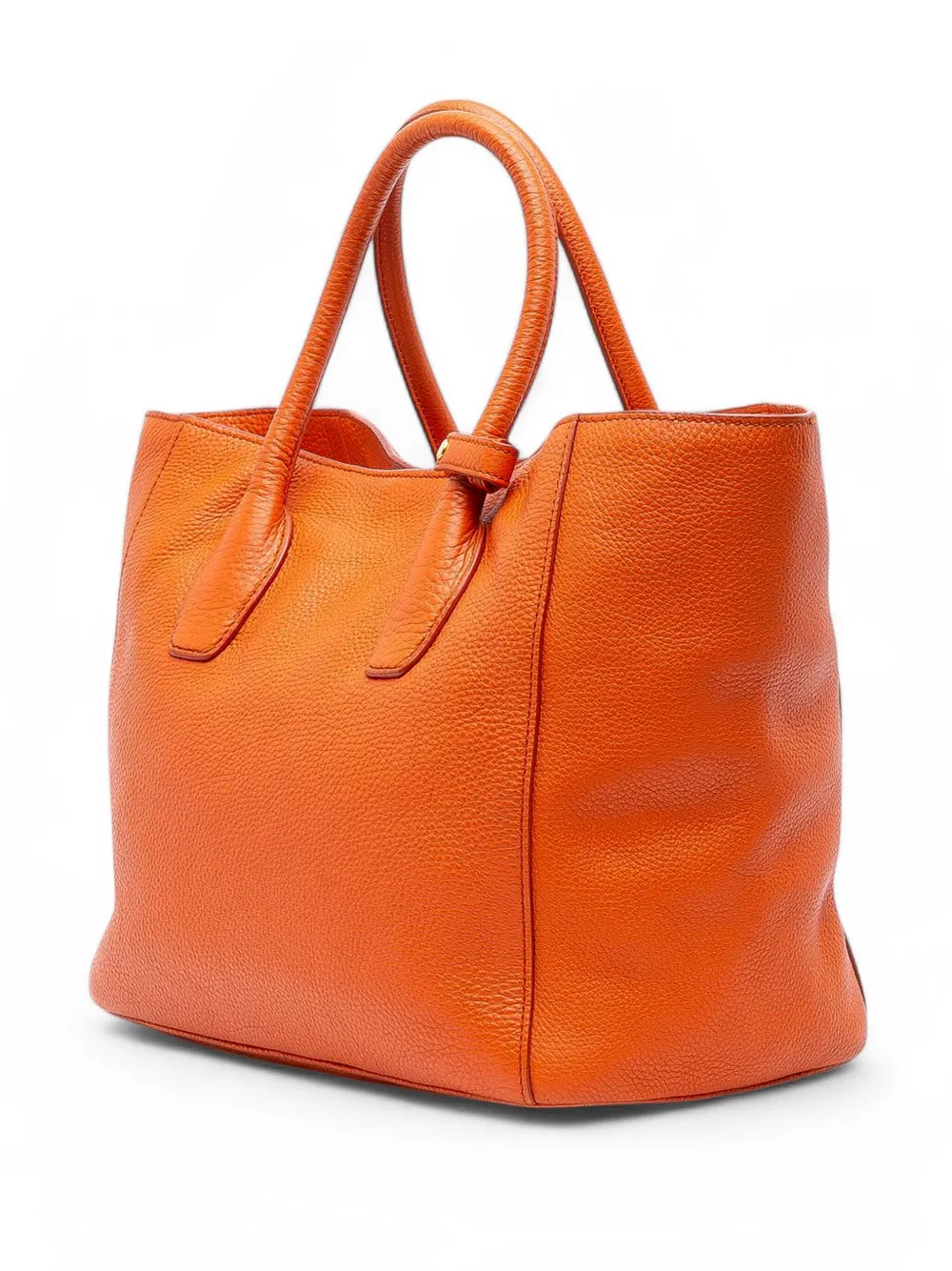 Pre-owned Prada 2000-2025 Vitello Daino Open Convertible Tote Satchel In Orange
