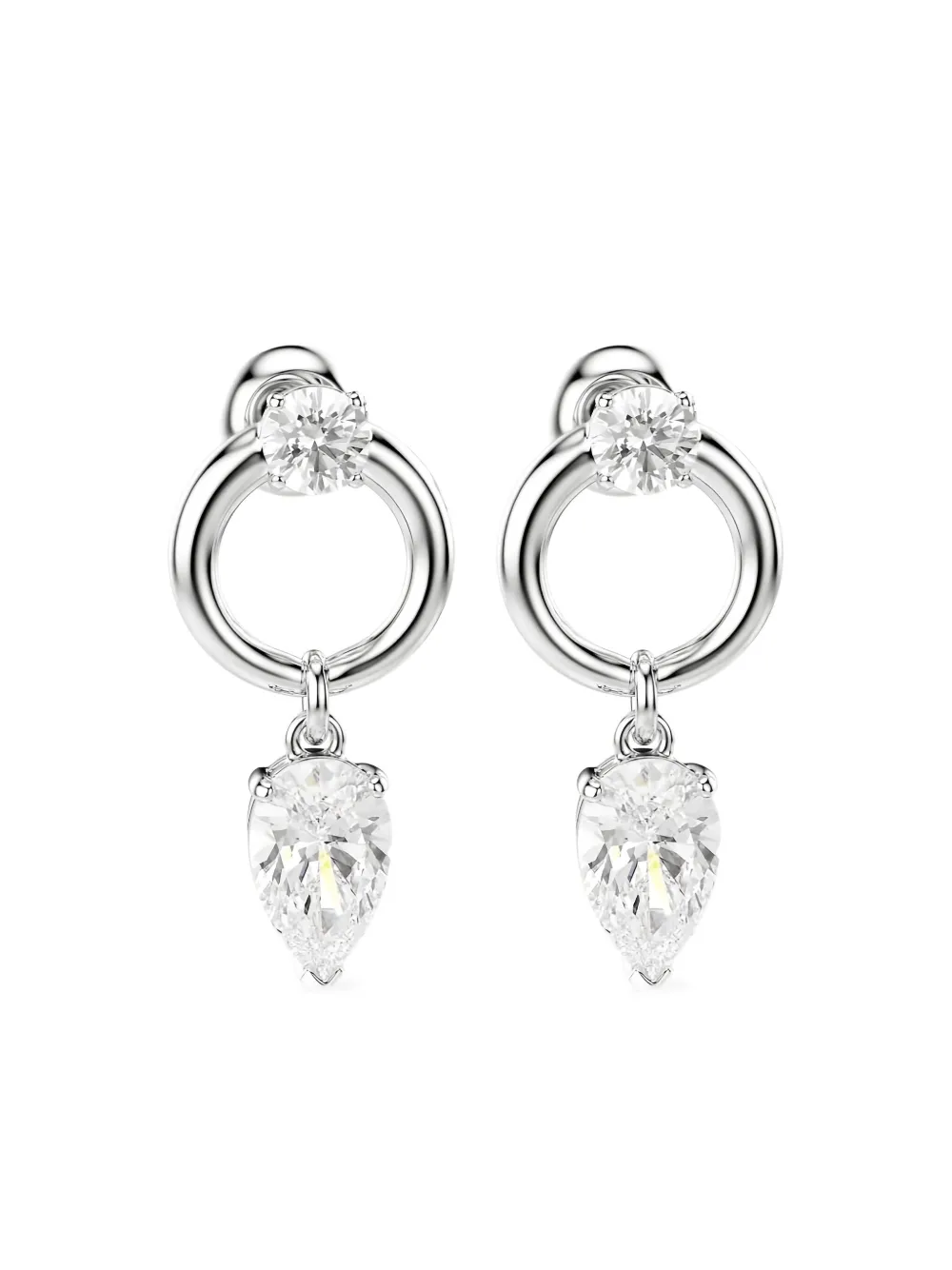 Swarovski ペアシェイプ ジルコニア ピアス - シルバートーン Swarovski ペアシェイプ ジルコニア ピアス - シルバートーン