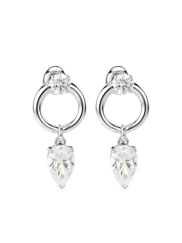 Swarovski ペアシェイプ ジルコニア ピアス | シルバートーン 