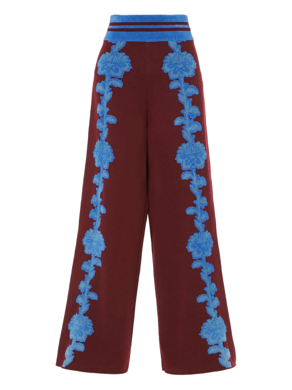Temperley London Floral Knit Trousers In Brown