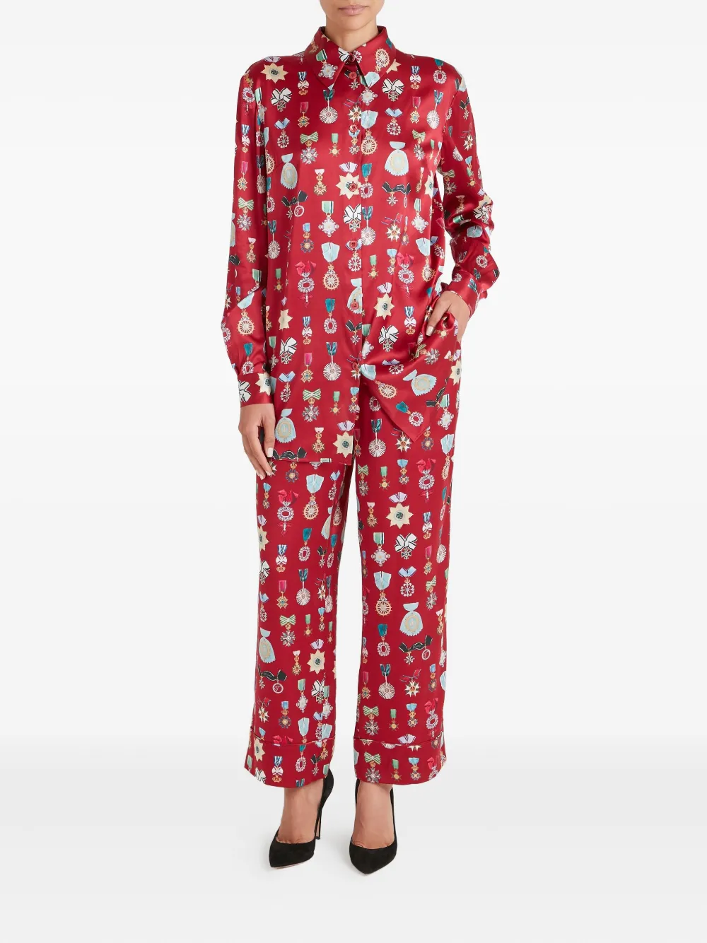 Temperley London Broek met print Rood
