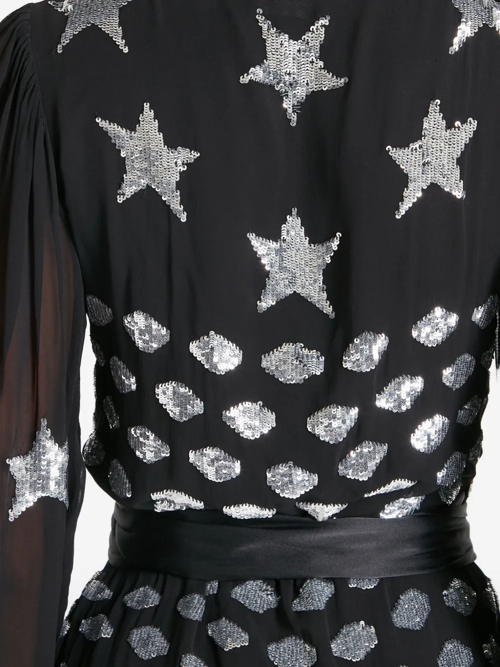 Temperley London Etoile Sequin-star Wrap Dress In Black