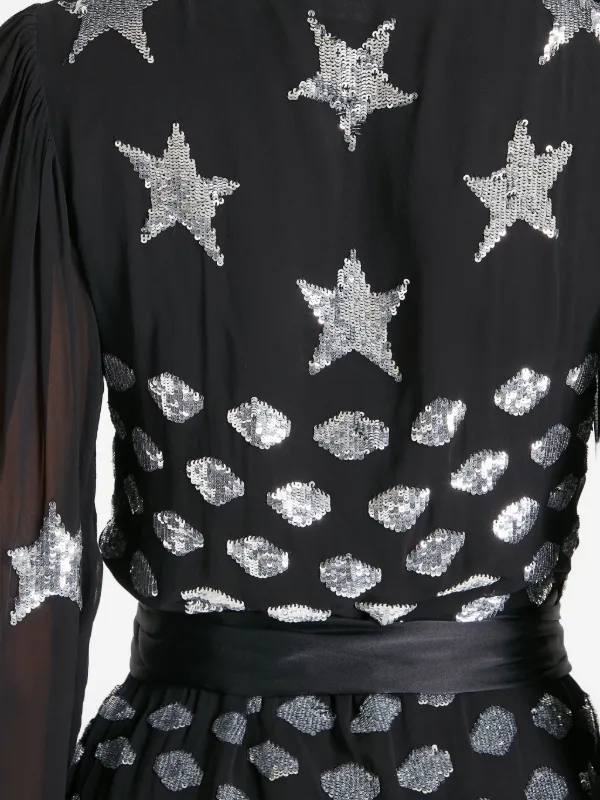 black sequin star dress Buy Lipsy Black Petite Sequin Star Velvet Long Sleeve Mini Dress from Next  USA