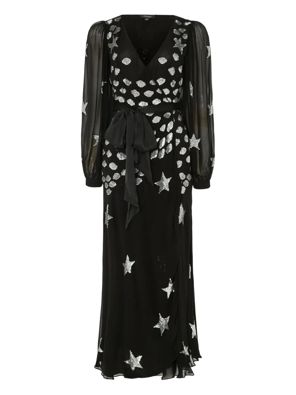 Temperley London Etoile Sequin-star Wrap Dress In Black