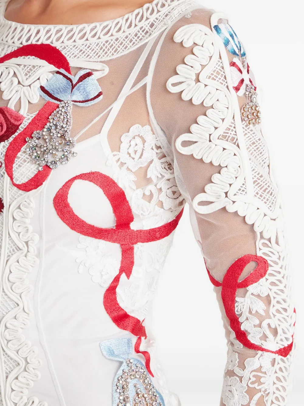 Temperley London Diamantine Floral-lace Dress In White