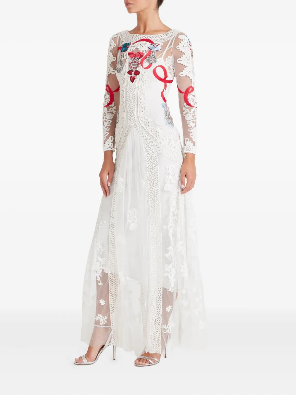 Temperley London Diamantine Floral-lace Dress In White