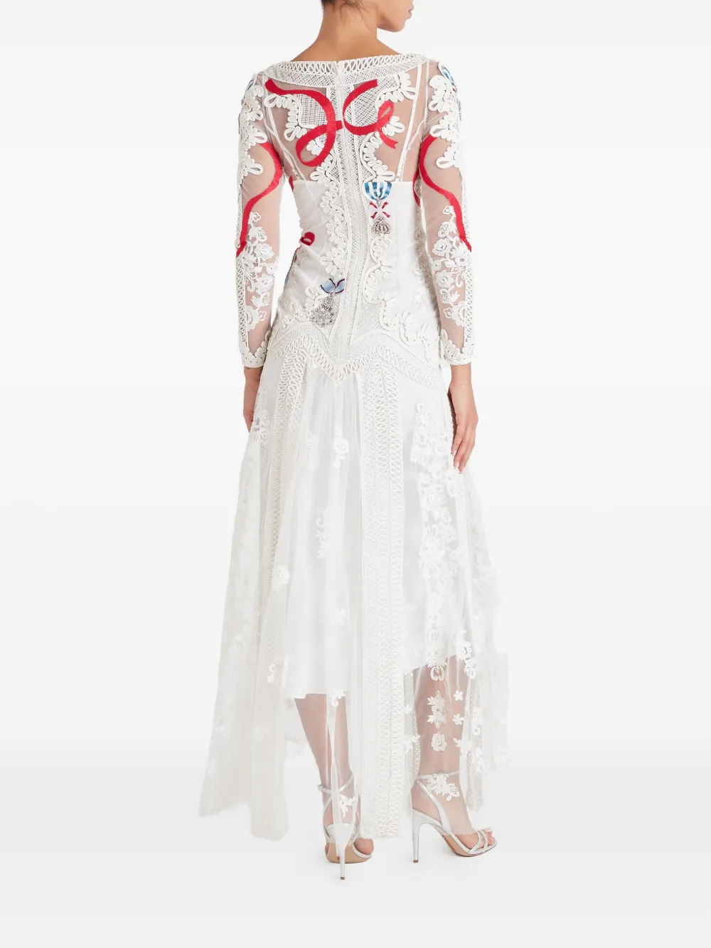 Temperley London Diamantine Floral-lace Dress In White