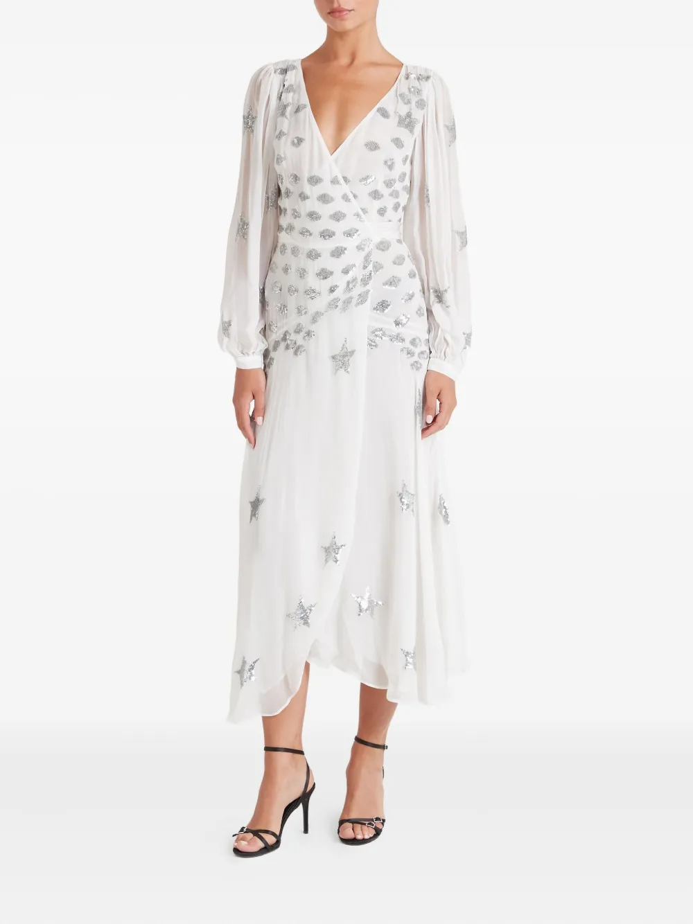 Temperley London Etoile wikkeljurk met pailletten - Wit