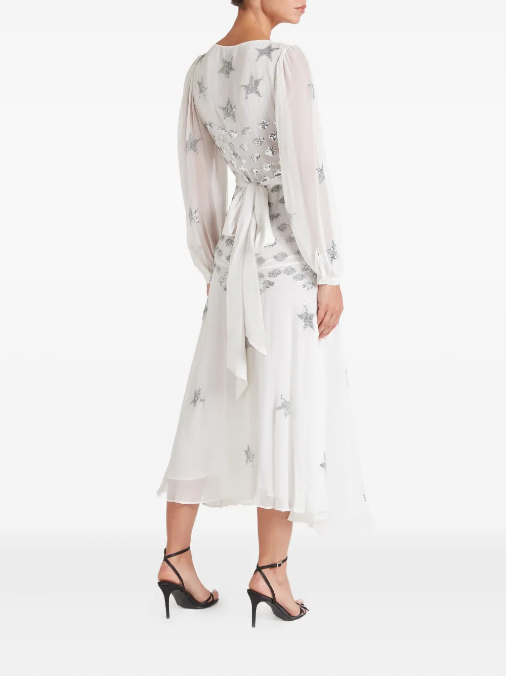 Temperley London Etoile wikkeljurk met pailletten Wit