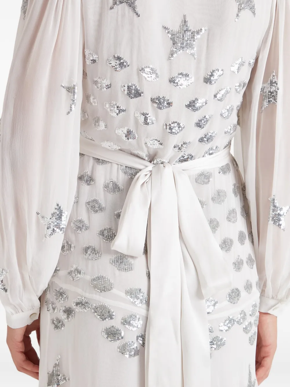 Temperley London Etoile wikkeljurk met pailletten Wit