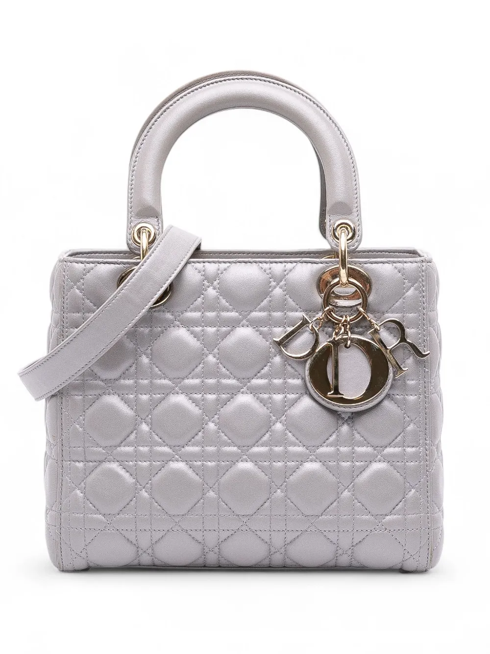 Christian Dior Pre-Owned 2017 ミディアム パールセントラムスキン カナージュ レディ ディオール Christian Dior Pre-Owned 2017 ミディアム パールセントラムスキン カナージュ レディ ディオール