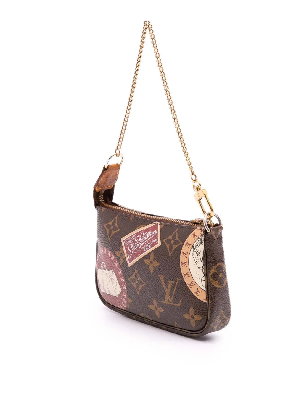 Pre-owned Louis Vuitton 2008 Monogram Trunks And Bags Patch Mini Pochette Accessoires Handbag In Brown