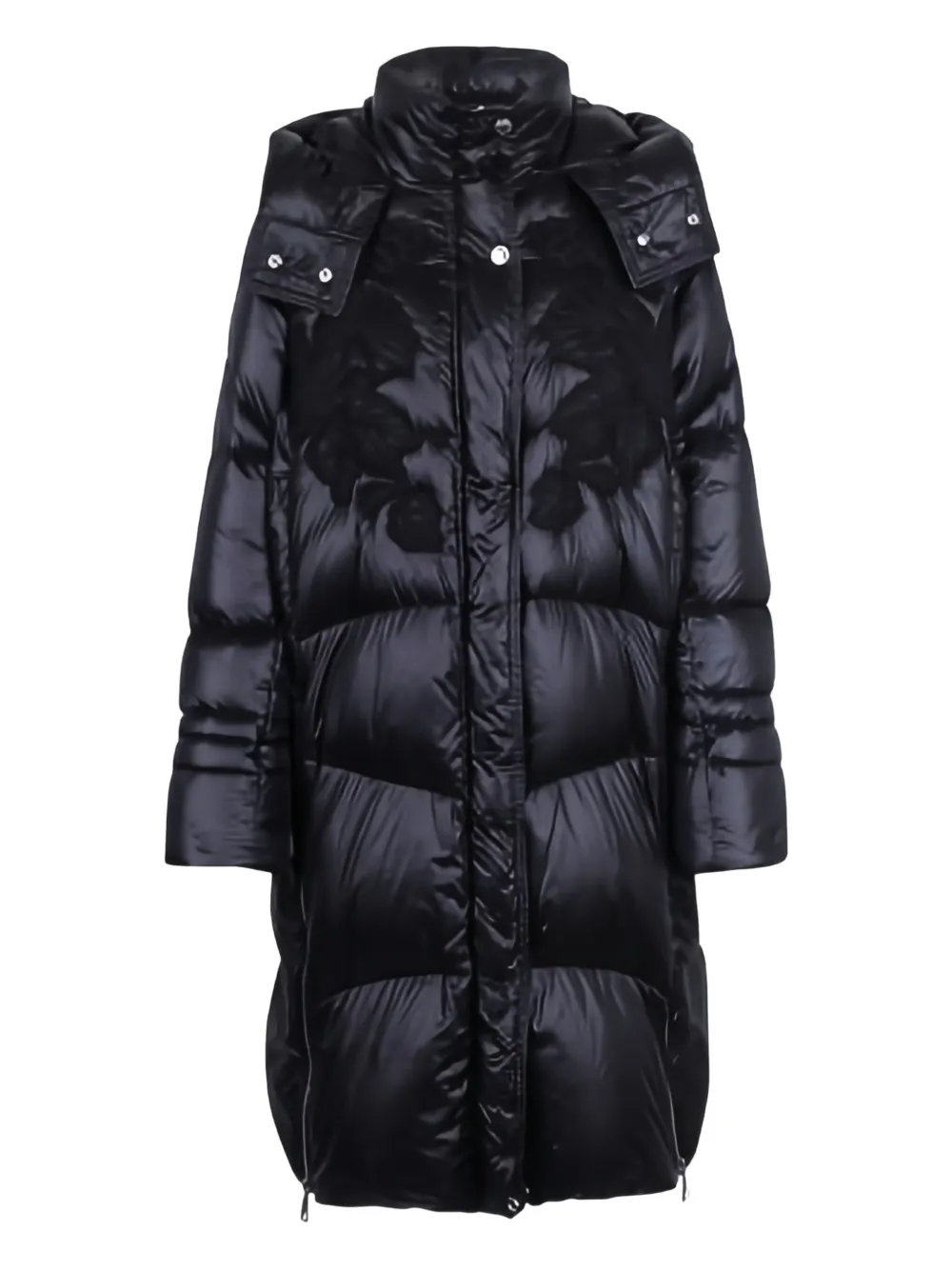 Ermanno Firenze Quilted Hooded Jacket In Black