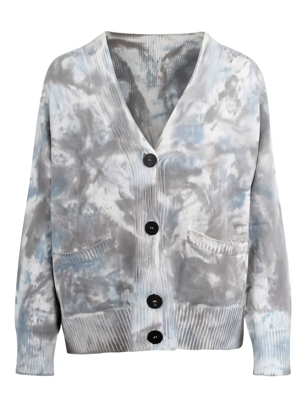 Ploumanac'h Tie-dye Pocket Cardigan In Gray