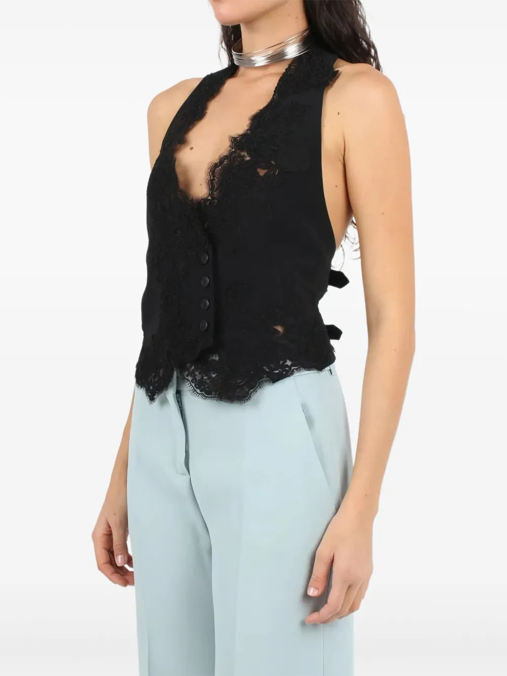 Ermanno Scervino back-buckle top - Zwart
