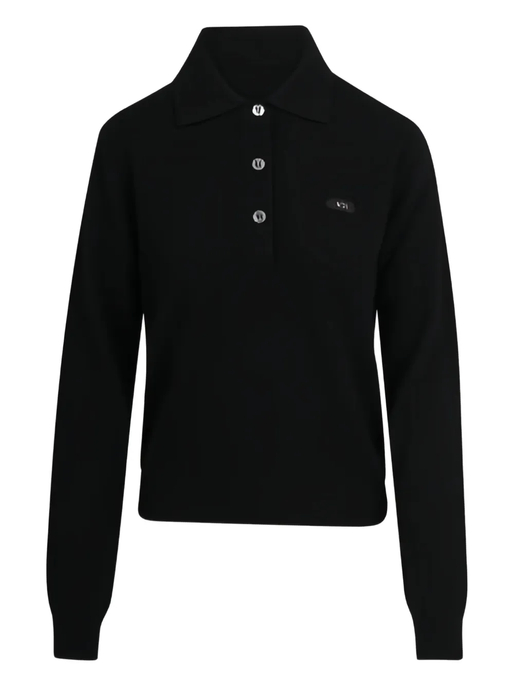 N°21 Buttoned Long-sleevepolo Top In Black
