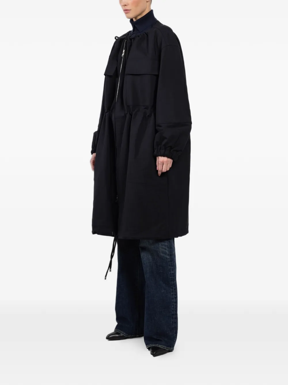  Plan C Drawstring-fastening Parka - Black 