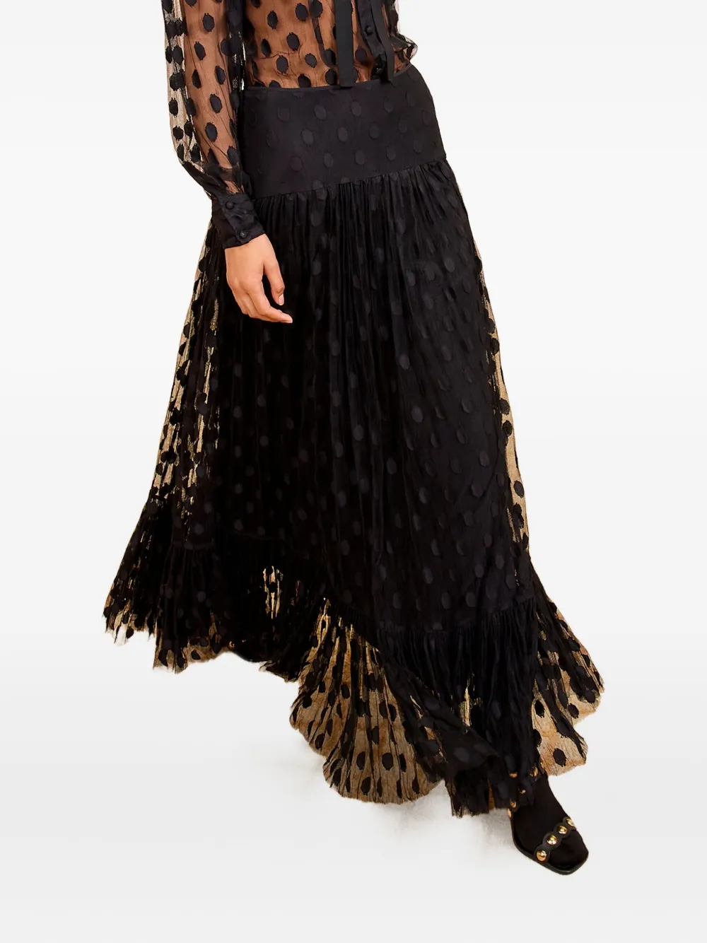 Ulla Johnson Vera Lace Ruffled Maxi Skirt In Black