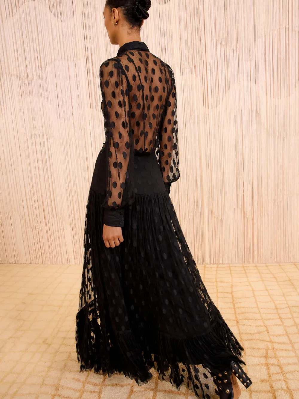 Ulla Johnson Vera Lace Ruffled Maxi Skirt In Black
